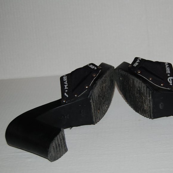 BYBLOS Mare Black SANDALS High Heels Slides OPEN CLOGS size 7 - Picture 6 of 6